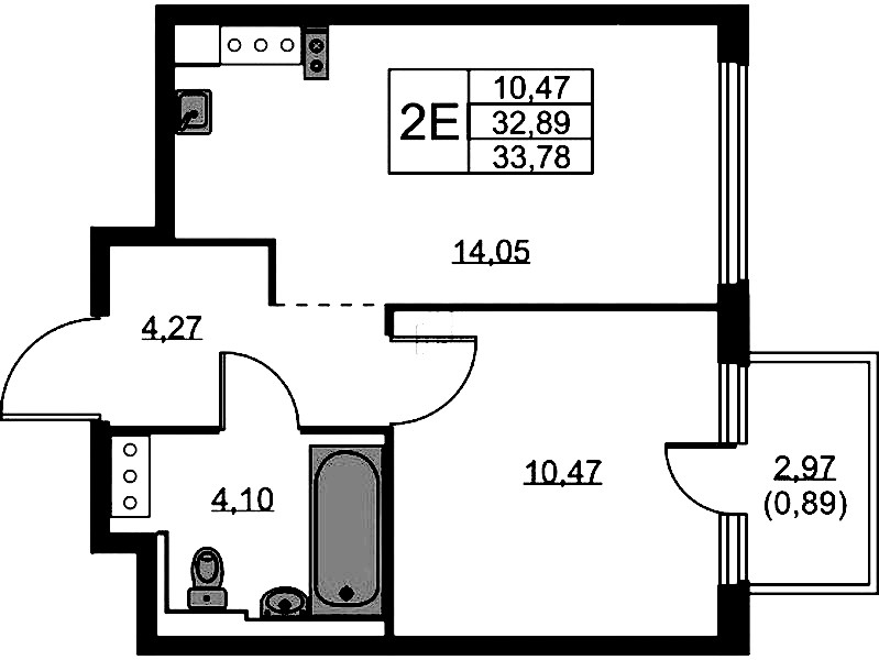1-комнатная квартира 33.78 м², 3/11 эт., ЖК «Новое Колпино»